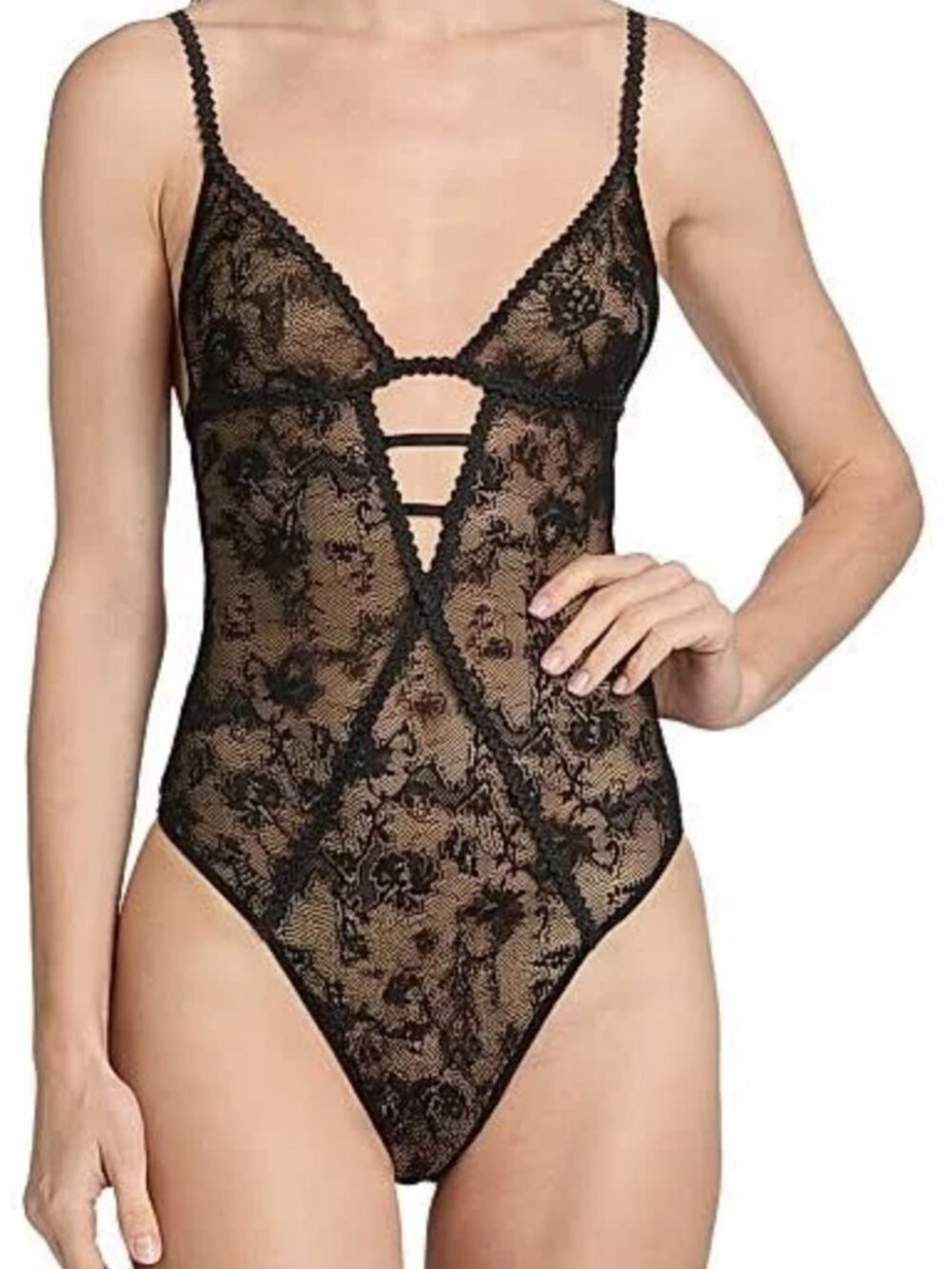 KIKI DE MONTPARNASSE Jardin D'Oeillet Bodysuit in Black Size Medium NWT New